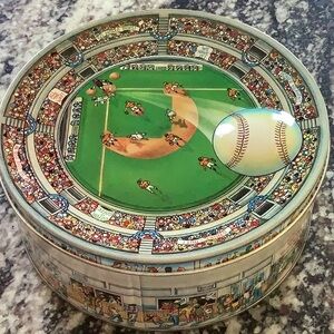 Vintage Baseball Themed Tin Box